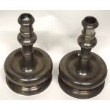 Pair of pewter candlesticks by John Somers