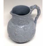 19th century Cobridge ware jug decorated in relief with Royal insignia