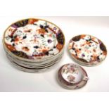 Group of early 19th century Davenport plates and side plates, all decorated with an Imari design,