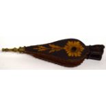 Pair of early 19th century bellows with marquetry design of sunflowers with brass nozzle