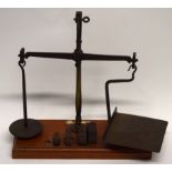 Set of beam scales and weights by Degrave & Co, London, 25cm wide