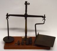 Set of beam scales and weights by Degrave & Co, London, 25cm wide