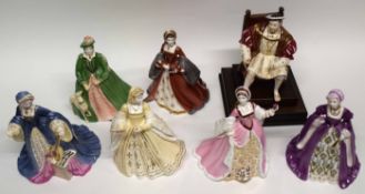 Wedgwood models of Henry VIII and his six wives including Henry VIII no 2132 from a limited