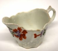 Lowestoft porcelain Chelsea ewer type sauce boat, decorated by the tulip painter