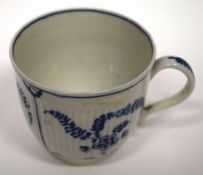 18th century Worcester porcelain coffee cup with a Meissen type design in blue and white, 6cm high