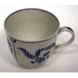 18th century Worcester porcelain coffee cup with a Meissen type design in blue and white, 6cm high