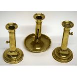 Collection of three 19th century brass candlesticks (3)
