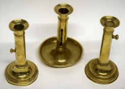 Collection of three 19th century brass candlesticks (3)