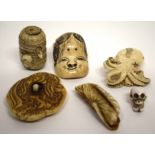 Group of netsuke and ivory carvings (qty)