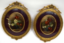 Pair of paintings in gilt oval frames, signed Karol (2)