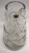 Kosta Sweden art glass vase with an engraved design