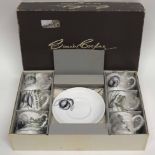 Boxed Susie Cooper coffee set decorated with black fruit