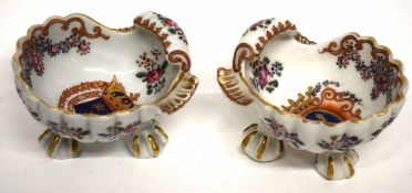 Pair of Chinese export armorial style salts manufactured by Samson (2)