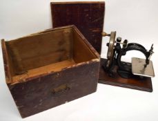 Victorian sewing machine in original wooden box with carrying handle