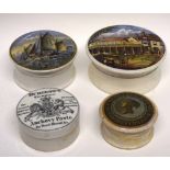 Group of four 19th century pot lids including one of Pegwell Bay, a sailing scene, one of anchovy