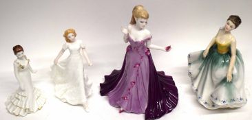 Group of Royal Doulton figures including Sentiments HN3491, Coalport figure of Crystal, Coalport