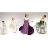 Group of Royal Doulton figures including Sentiments HN3491, Coalport figure of Crystal, Coalport