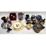 Group of Nelson commemorative items including a tankard by Royal Worcester, two reproduction