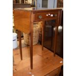 SMALL EDWARDIAN MAHOGANY DROP LEAF TABLE WITH DRAWER BENEATH, WIDTH FOLDED APPROX 52CM