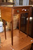 SMALL EDWARDIAN MAHOGANY DROP LEAF TABLE WITH DRAWER BENEATH, WIDTH FOLDED APPROX 52CM