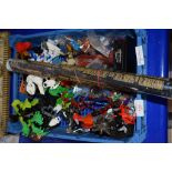 BOX CONTAINING SMALL TOYS FROM STAR WARS RANGE AND SPIDERMAN