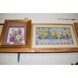 TWO FRAMED THREE DIMENSIONAL FLORAL PICTURES