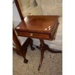 SMALL REPRODUCTION MAHOGANY SIDE TABLE WITH DRAWER BENEATH, WIDTH APPROX 45CM