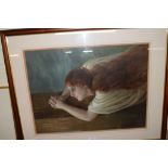 PRINT OF AN ANGEL IN WOODEN FRAME