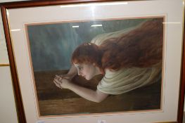 PRINT OF AN ANGEL IN WOODEN FRAME