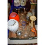 TRAY CONTAINING GLASS WARES, CERAMIC ITEMS