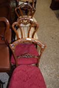 TWO PAIRS OF SMALL BEDROOM CHAIRS, EACH HEIGHT APPROX 83CM