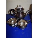 PLATED TEA SET COMPRISING TEA POT, SUGAR BOWL AND MILK JUG