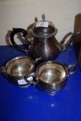 PLATED TEA SET COMPRISING TEA POT, SUGAR BOWL AND MILK JUG