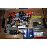 BOX CONTAINING VARIOUS DINKY TOYS INCLUDING MODEL OF THE ASTON MARTIN FROM GOLDFINGER AND THE