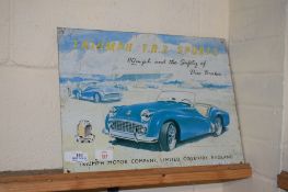 TIN ADVERTISING PLAQUE FOR THE TRIUMPH TR3