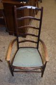 EARLY 20TH CENTURY LADDERBACK CHAIR, HEIGHT APPROX 100CM