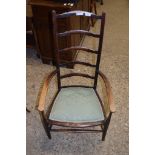 EARLY 20TH CENTURY LADDERBACK CHAIR, HEIGHT APPROX 100CM