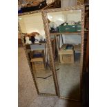 TWO MATCHING GILT FRAMED THREE QUARTER LENGTH WALL MIRRORS, EACH HEIGHT APPROX 126CM