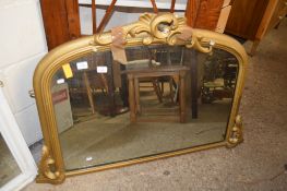 VICTORIAN GILT FRAMED OVERMANTEL MIRROR, 107CM WIDE