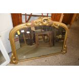 VICTORIAN GILT FRAMED OVERMANTEL MIRROR, 107CM WIDE