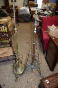 TWO VICTORIAN/EARLY 20TH CENTURY METAL/BRASS LAMP STANDARDS, 135 AND 151CM HIGH