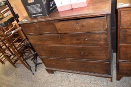MAHOGANY VENEERED CHEST OF TWO SHORT OVER THREE LONG DRAWERS, WIDTH APPROX 110CM (A/F)