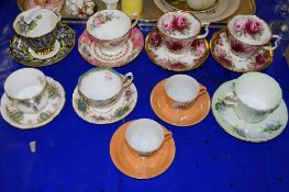 ROYAL ALBERT CUPS AND SAUCERS, MAINLY WITH FLORAL DESIGNS FROM THE SUMMER BOUNTY SERIES