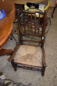LATE 19TH CENTURY RUSTIC BEDROOM CHAIR, HEIGHT APPROX 100CM MAX