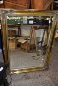 LARGE MODERN OVERMANTEL MIRROR IN AN ORNATE GILT FRAME, FRAME APPROX 75 X 106CM TOGETHER WITH A