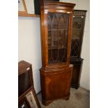 REPRODUCTION FULL HEIGHT GLAZED TOP CORNER CUPBOARD, 186CM HIGH