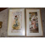 PAIR OF FRAMED REPRODUCTION ADVERTISING PRINTS FOR WOLFF & SON, EACH FRAME WIDTH APPROX 33CM