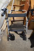 WHEELED WALKER, ZIMMER FRAME AND A PAIR OF CRUTCHES