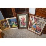 FOUR LARGE VARIOUS NEEDLEWORK PICTURES