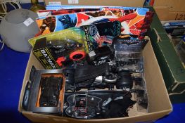 BOX CONTAINING QUANTITY OF BATMAN ITEMS INCLUDING COPIES OF THE BATMOBILE